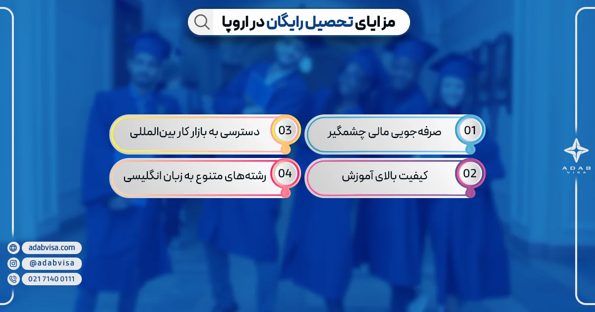 مزایای تحصیل رایگان در اروپا | ادب ویزا