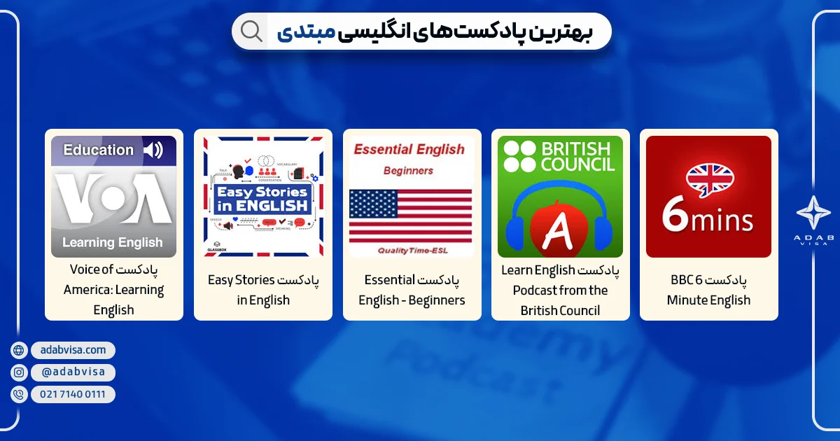 بهترین پادکست های انگلیسی مبتدی | ادب ویزا