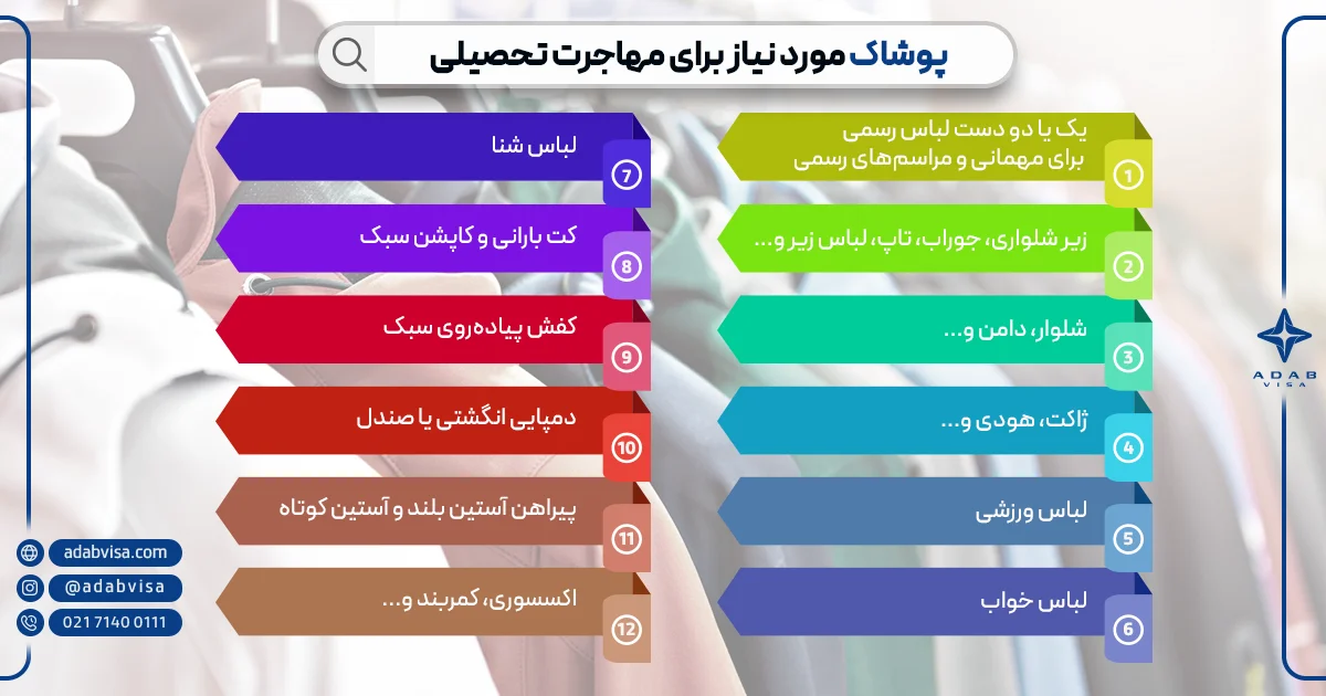 پوشاک مورد نیاز برای مهاجرت تحصیلی