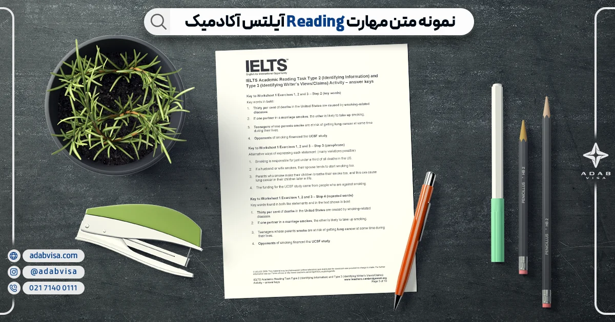 نمونه متن مهارت Reading آیلتس آکادمیک