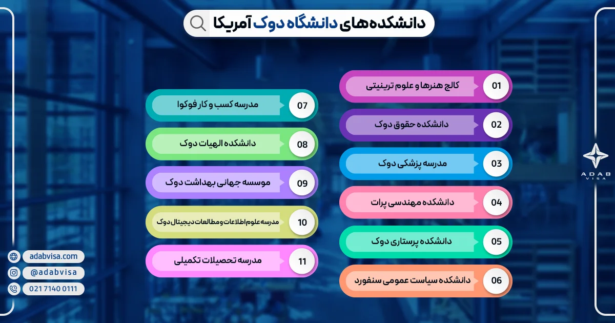 دانشکده‌های دانشگاه دوک | ادب ویزا